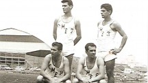 27o Jogos Interior-São José do Rio Preto,1962- Esquerda para direita: agachados - Paulo Antenor de Souza e Benedito Rovida, de pé - Nelson Ladeira e Sivio Pereira Moysés.