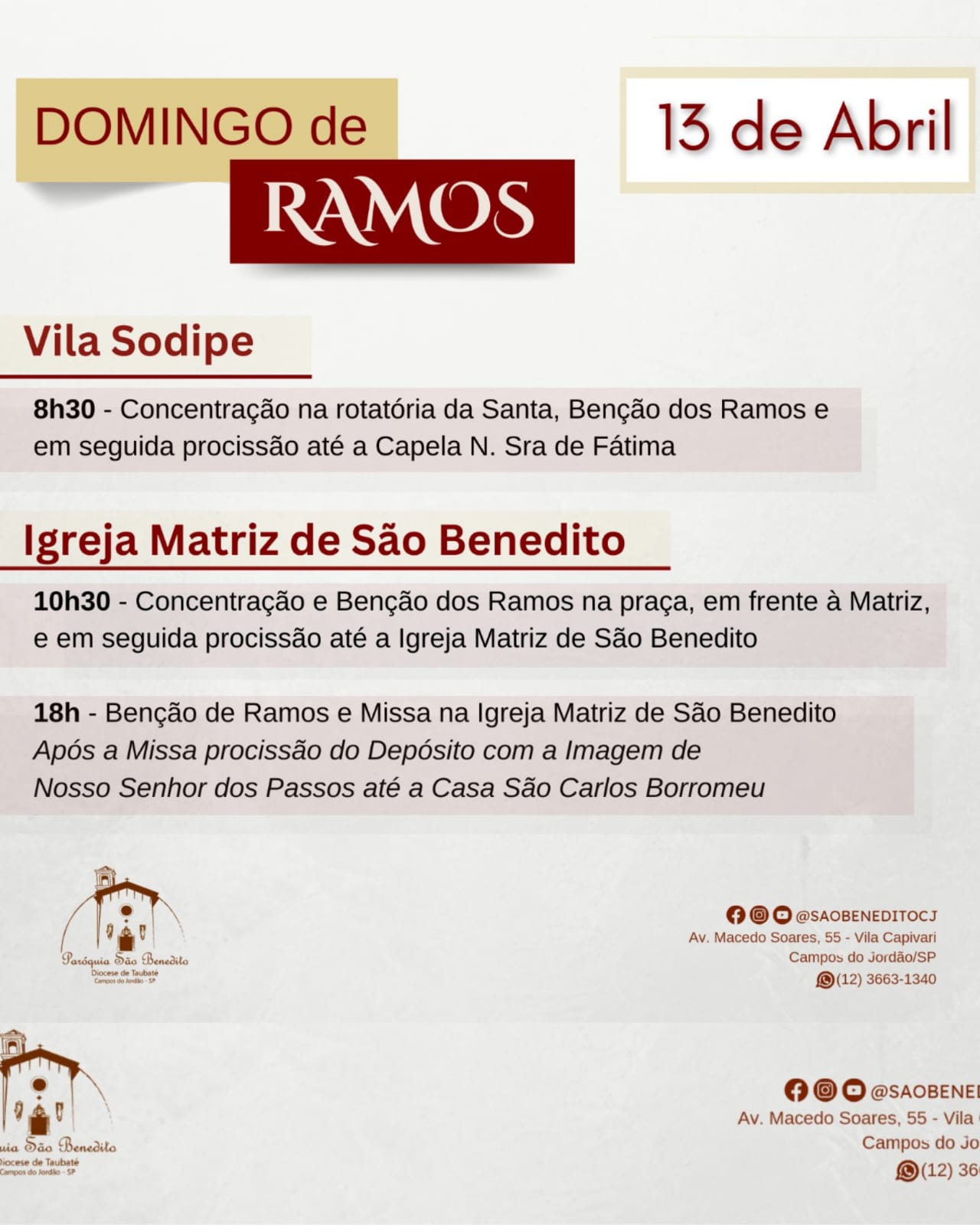 missa de ramos em campos do jordao