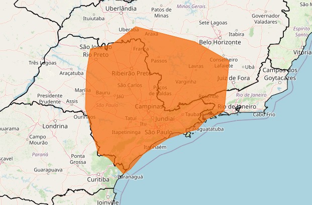O Instituto Nacional de Meteorologia (INMET) emitiu alerta de perigo para chuvas intensas em diversas regiões do Sudeste, incluindo o Vale do Paraíba Paulista e Serra da Mantiqueira