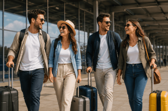 Adultos indo viajar